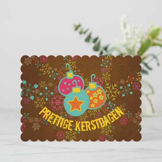 Prettige Kersttige Ornamenten Feestdagen Kaart (Staand voorkant)
