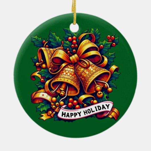 Prettige kerstvakantie keramisch ornament (Achterkant)