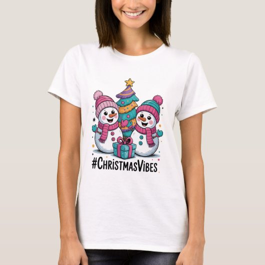Prettige kerstvakantie sfeer t-shirt (Voorkant)