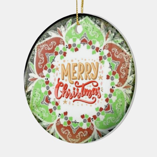 Prettige kerstversiering keramisch ornament (Links)