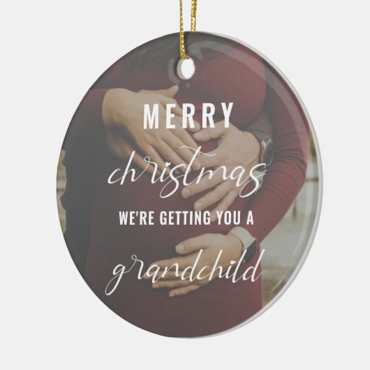 prettige kerstzwangerschap/baby-aankondiging foto keramisch ornament (Links)