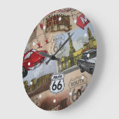 PretTige Kleurrijke Route 66 Collage Patroon Grote Klok (Hoek)