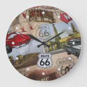 PretTige Kleurrijke Route 66 Collage Patroon Grote Klok (Voorkant)