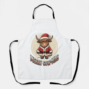 Prettige Koe Kerstmis Hoogland Koe Kerstmis Shirt  Schort