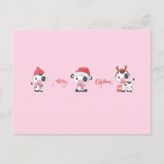 Prettige Koeien Kerstmis Feestdagenkaart (Voorkant)