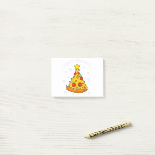 Prettige korstmas pizza kerstboom Kerstcadeaus kin Post-it® Notes (Op bureau)