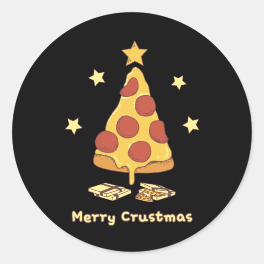 Prettige Korstmas - Pizza Kerstmis Ronde Sticker (Voorkant)