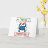 Prettige Krabkerstmis Grappige Krab Verschrikkelij Kaart (Gele Bloem)