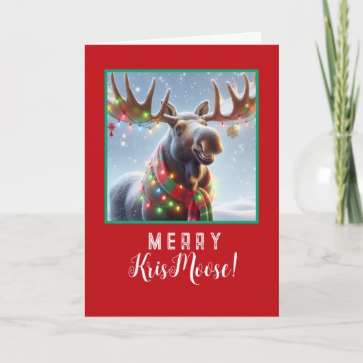 Prettige KrisMoose - Eland met Kerstversiering Feestdagen Kaart (Voorkant)