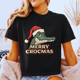 Prettige Krokmas – Retro Vintage Kerstman Krokodil T-shirt