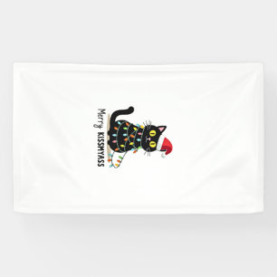 Prettige Kusmijnkont Grappige Kat Kerst Lichtjes P Spandoek