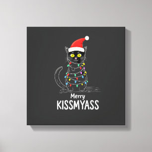 Prettige Kusmijnkont Grappige Kat Kerstverlichting Canvas Afdruk