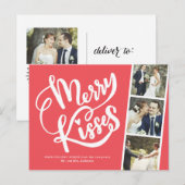 Prettige Kussen Eerste Kerstdag als Echtpaar Bedan Feestdagenkaart (Voorkant / Achterkant)