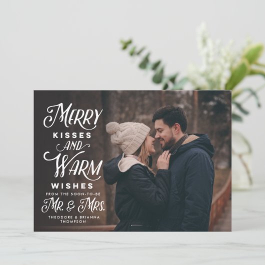 Prettige Kussen en Warme Wensen Mevr. Hr. Feestdag Feestdagenkaart (Staand voorkant)