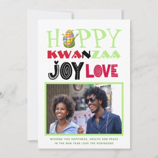 Prettige Kwanzaa Foto Wenskaart Liefde Vreugde Vre Feestdagenkaart (Voorkant)