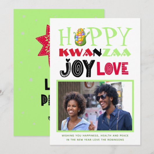 Prettige Kwanzaa Foto Wenskaart Liefde Vreugde Vre Feestdagenkaart (Voorkant / Achterkant)