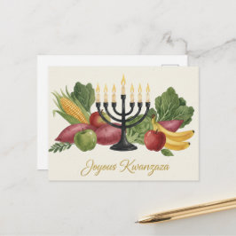 Prettige Kwanzaa Kinara-ansichtkaart Briefkaart