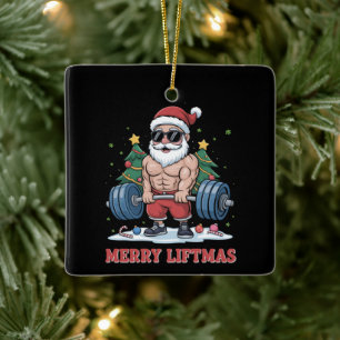 Prettige Liftmas Krachttraining Kerstman Fitness G Keramisch Ornament