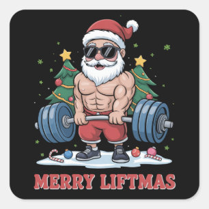 Prettige Liftmas Krachttraining Kerstman Fitness G Vierkante Sticker