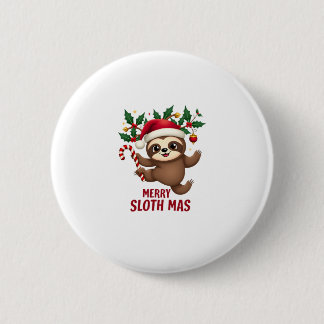 Prettige LuiaardKerstmis Kerstman Luiaard Ho Ho Ho Ronde Button 5,7 Cm