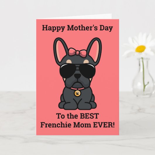 Prettige Moederdag van Dog Black Tan Frenchie Kaart (Kleine Plant)