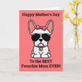 Prettige Moederdag van Dog White Frenchie Kaart (Gele Bloem)