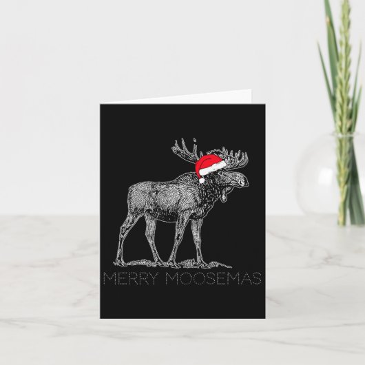 Prettige Moosemas Kerstman Eland Met Kerstman Hoed Kaart (Voorkant)