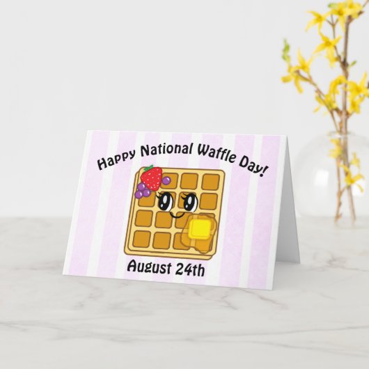 Prettige Nationale Wafeldag, Grappige Feestdagen Kaart (Gele Bloem)