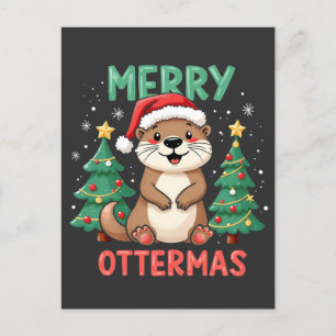 Prettige Ottermas Grappige Otter Dier Kerst Liefhe Briefkaart
