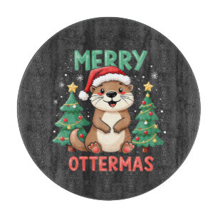 Prettige Ottermas Grappige Otter Dieren Kerstliefh Snijplank
