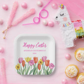 Prettige Paas Tulp Papieren Bordje (Feest)