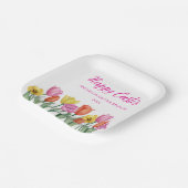 Prettige Paas Tulp Papieren Bordje (Gebogen)