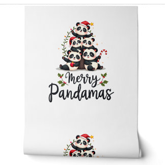 Prettige Pandamas Pun Panda Kerstmis (2) Behang