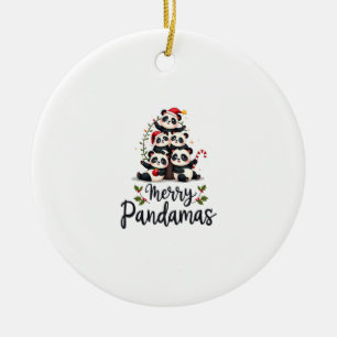 Prettige Pandamas Pun Panda Kerstmis (2) Keramisch Ornament