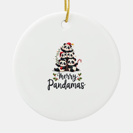 Prettige Pandamas Pun Panda Kerstmis (2) Keramisch Ornament (Voorkant)