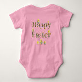 Prettige Pasen decoratieve tekst Baby Kuikens Romper (Achterkant)