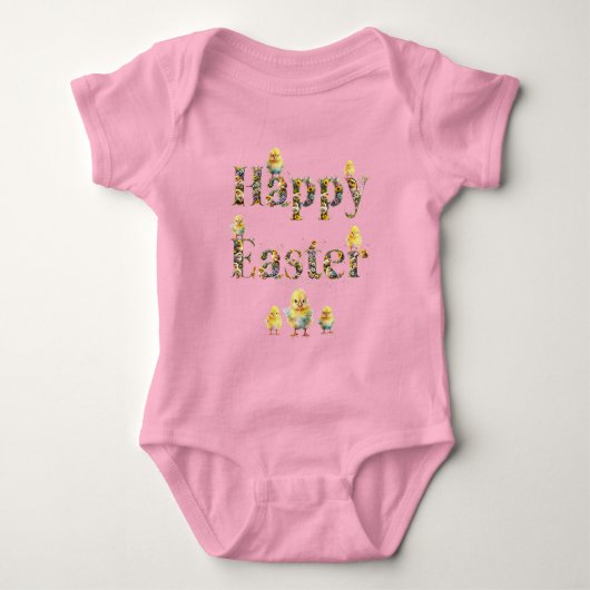Prettige Pasen decoratieve tekst Baby Kuikens Romper (Voorkant)