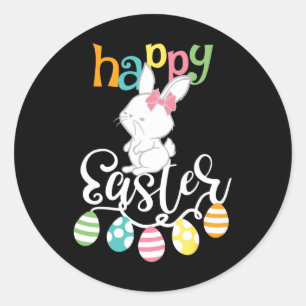 Prettige Pasen Spreuken Ei Groovy Konijn Konijnen Ronde Sticker