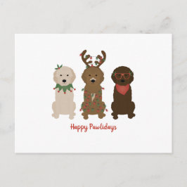 Prettige Pawlidays Goldendoodle Kerstverlichting Briefkaart