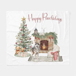 Prettige Pawlidays Hond Design- Alaskan Malamute Fleece Deken