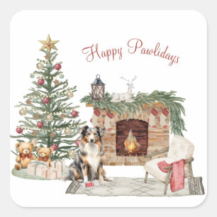 Prettige Pawlidays Hond Design- Australian Shepher Vierkante Sticker