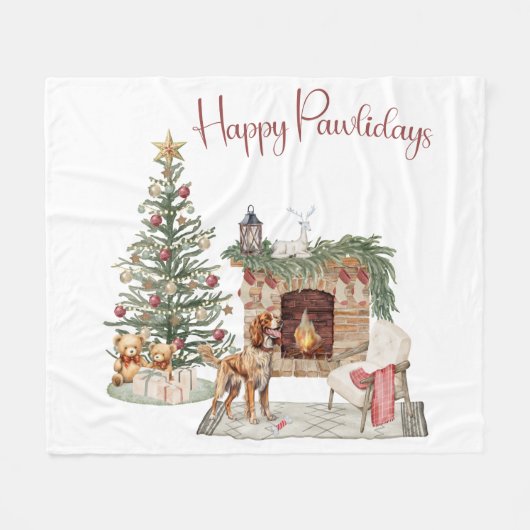 Prettige Pawlidays Hond Design- Brittany Spaniel Fleece Deken (Voorkant (Horizontaal))