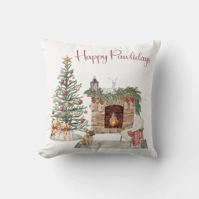 Prettige Pawlidays Hond Design- Franse Bulldog Kussen (Voorkant)