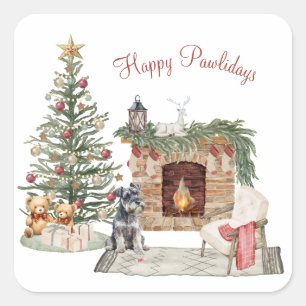 Prettige Pawlidays Hond Design- Miniature Schnauze Vierkante Sticker