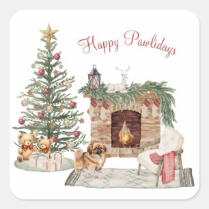 Prettige Pawlidays Hond Design- Pekingees Vierkante Sticker