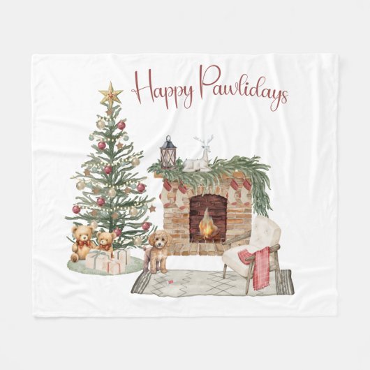 Prettige Pawlidays Hond Design- Poodle Fleece Deken (Voorkant (Horizontaal))