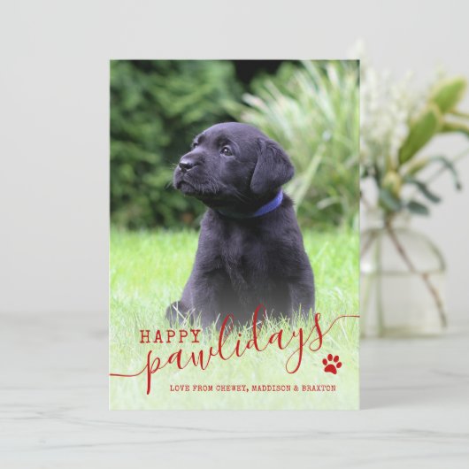 Prettige Pawlidays Hond Foto Modern Kerstmis Huisd Feestdagenkaart (Staand voorkant)