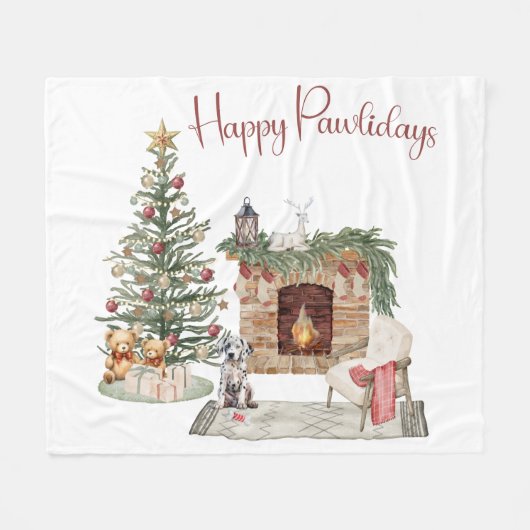 Prettige Pawlidays Honden Design- Dalmatiër Fleece Deken (Voorkant (Horizontaal))