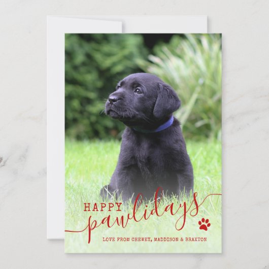 Prettige Pawlidays Honden Foto Modern Kerstmis Hui Feestdagenkaart (Voorkant)