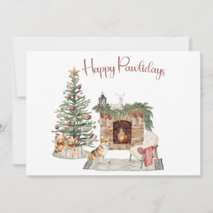 Prettige Pawlidays Hondendesign - Corgi Feestdagenkaart